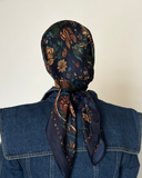 navy flower scarf