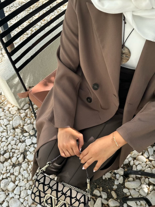 daze brown long blazer